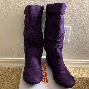 Purple suede boots